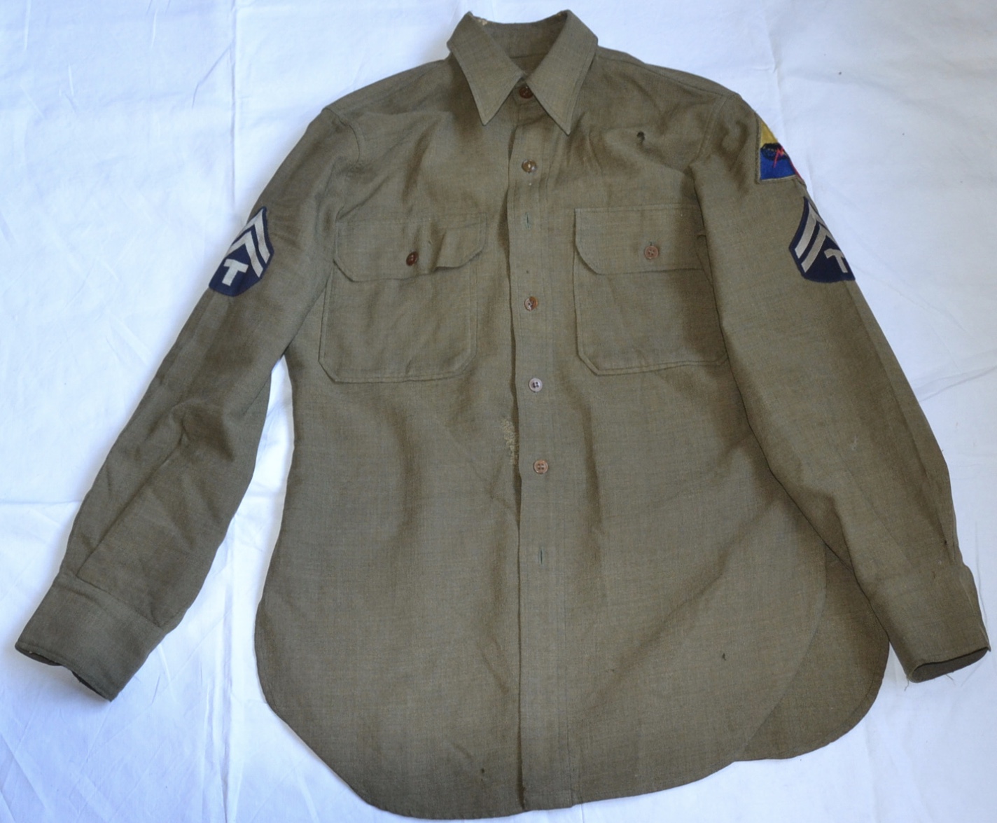 militaria : CHEMISE US MDL 37 TECHNICIAN 5TH GRADE TROUPES BLINDEES