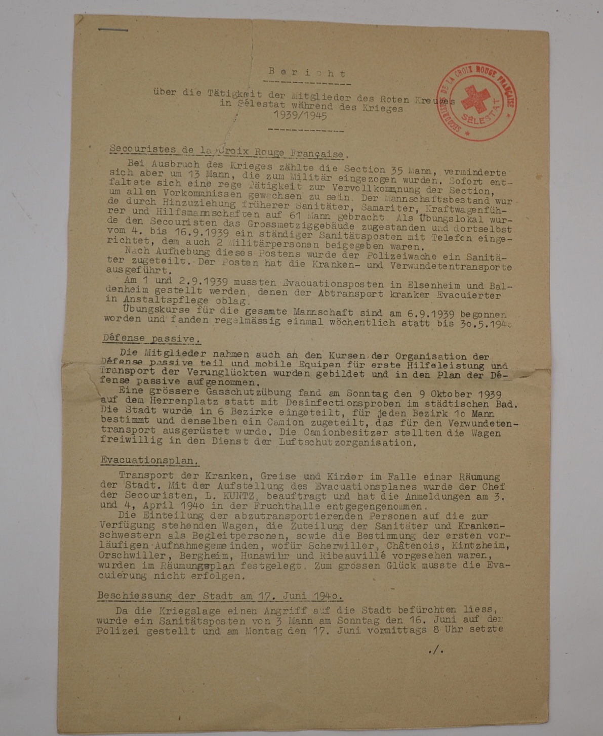 militaria : DOCUMENTS DE LA CROIX DE SÉLESTAT 1939/1945