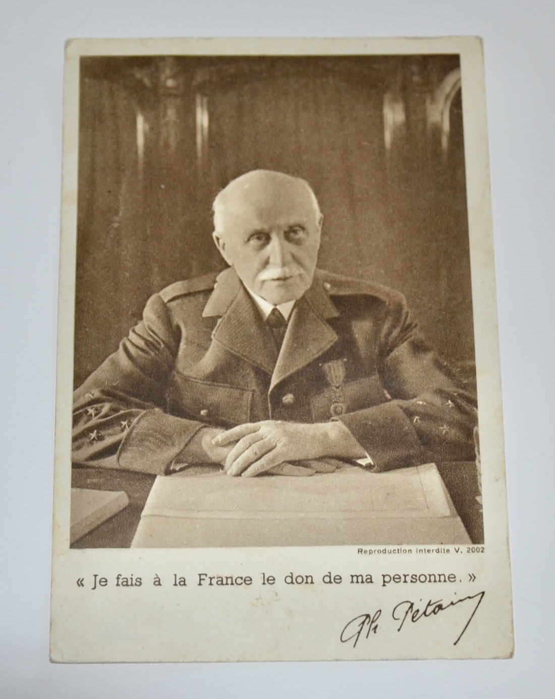 militaria : CARTE POSTALE MARÉCHAL P2TAIN JE FAIS A LA FRANCE LE DON