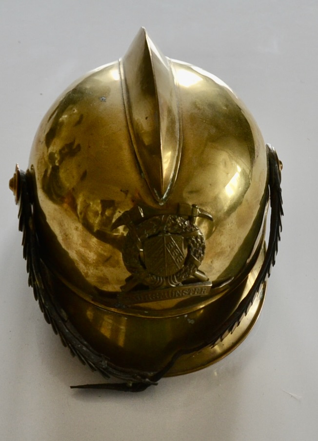 militaria : CASQUE DE POMPIER ALSACE LORRAINE MAURSMUNSTER