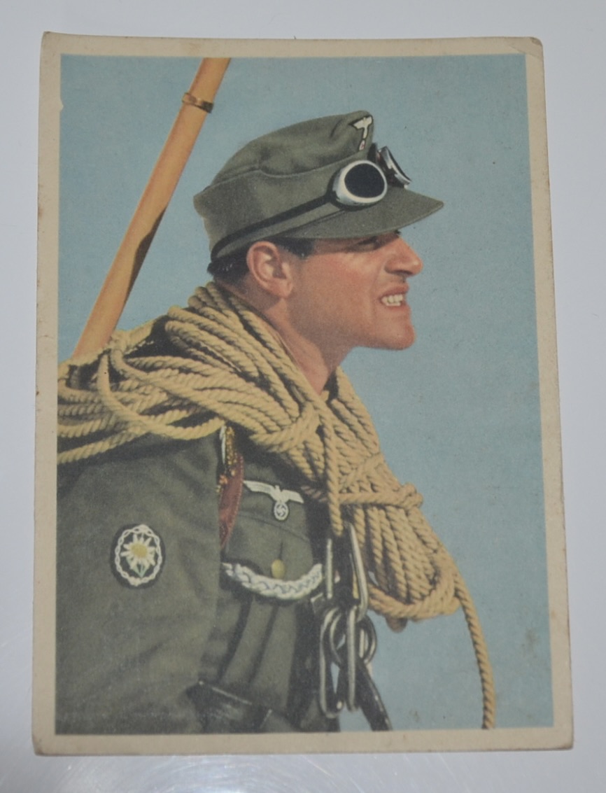 militaria : CARTE POSTALE DE GEBIRGSJAGER AVEC PIOLET