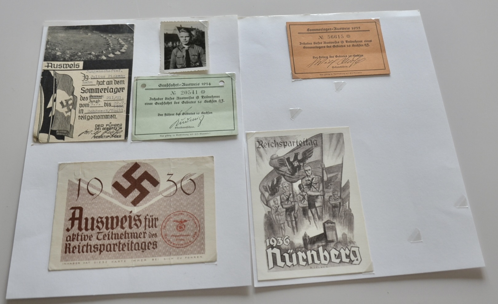 militaria : LOT PAPIERS HJ NURNBERG 1936