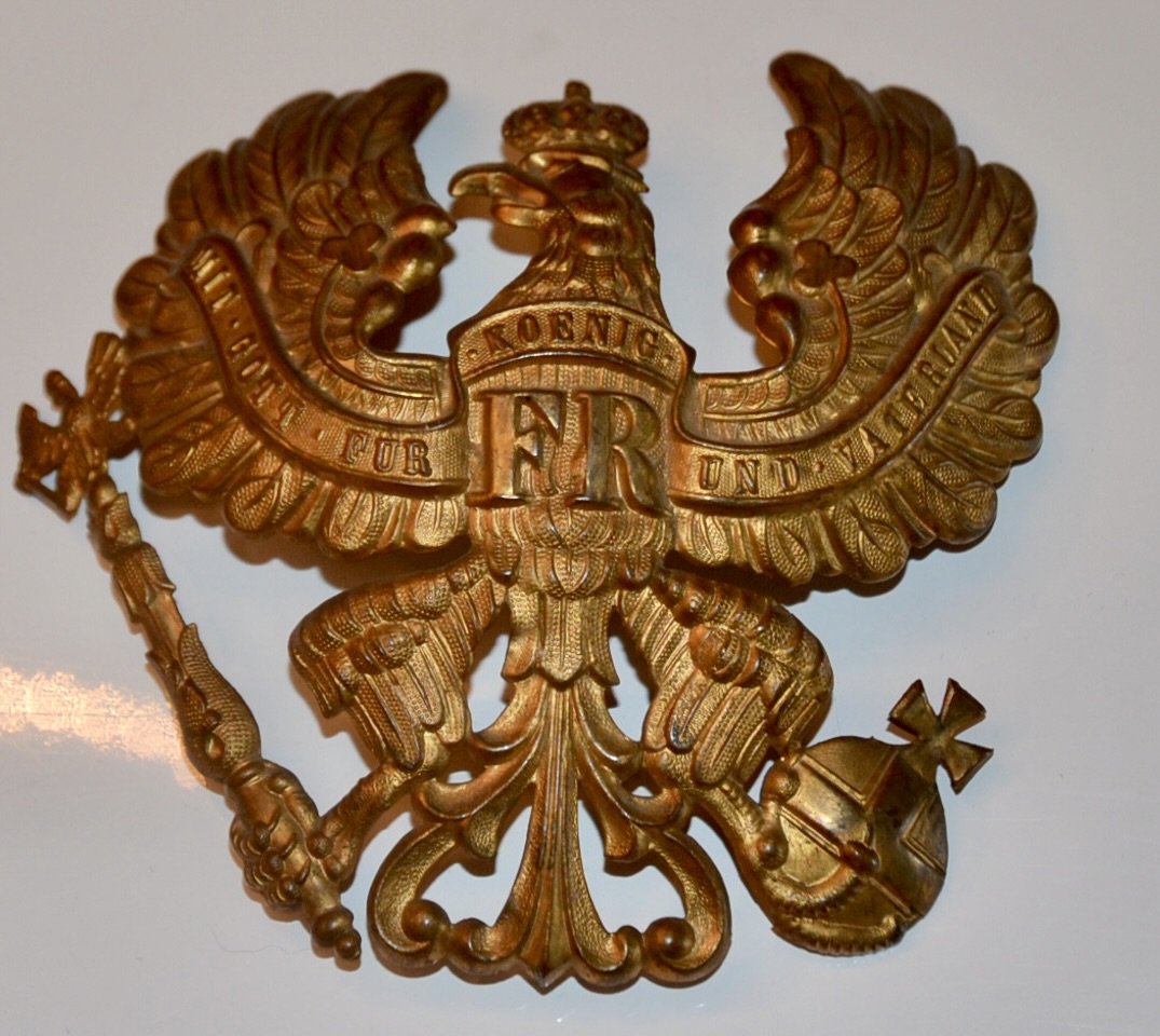 militaria : PLAQUE TROUPE DE CASQUE À POINTE PRUSSIEN, modèle 1895.