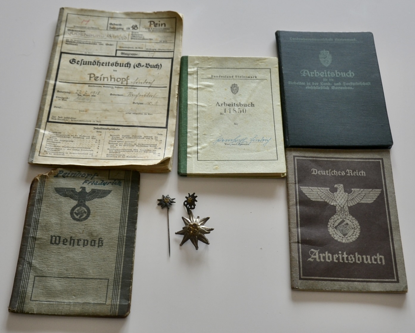 militaria : LOT WEHRPASS +ARBEITSBUCH GEBIRGSJAGER LENINGRAD SUITE