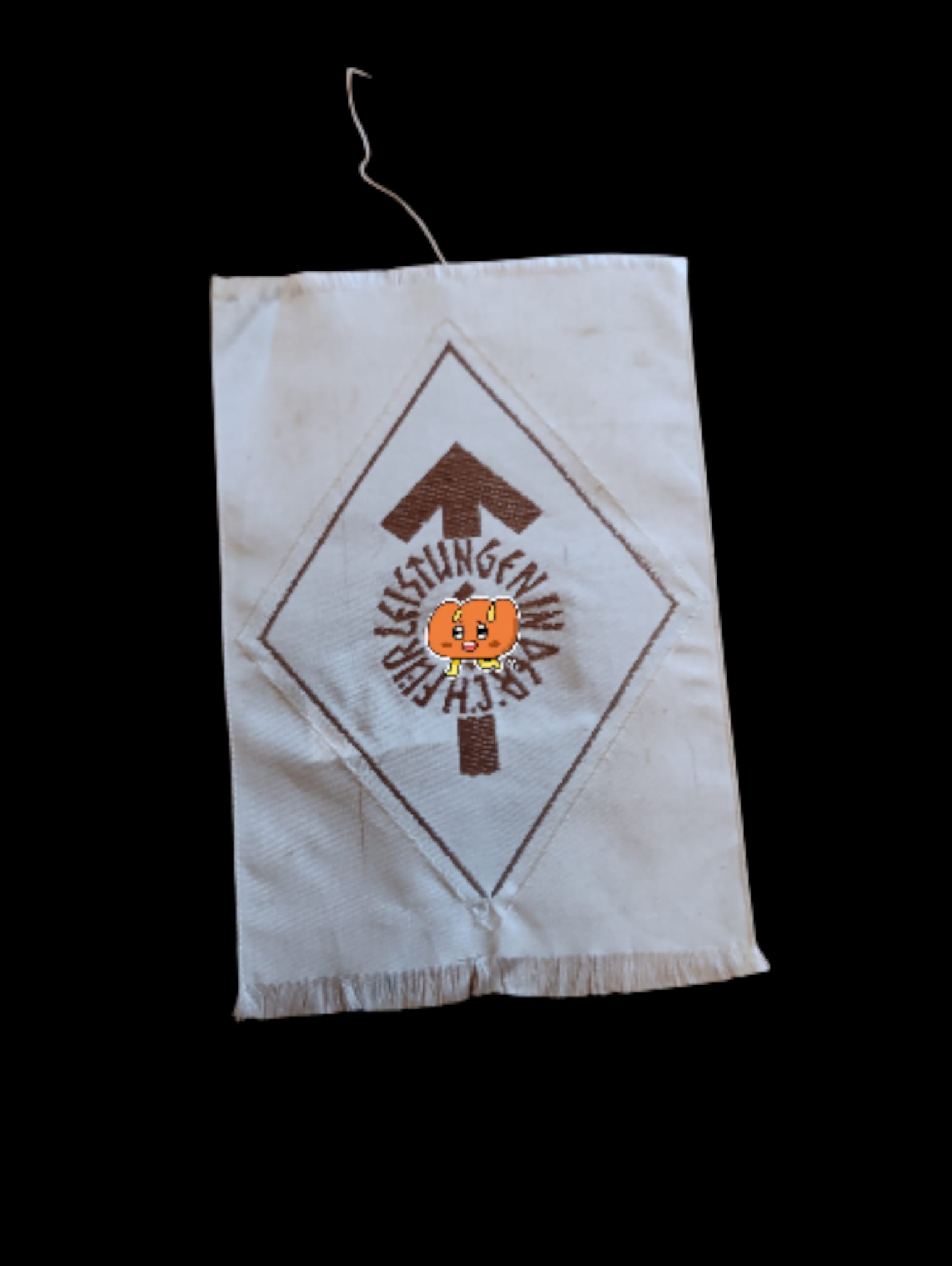 militaria : INSIGNE HJ SPORT BRONZE EN TISSU AVEC ÉTIQUETTE