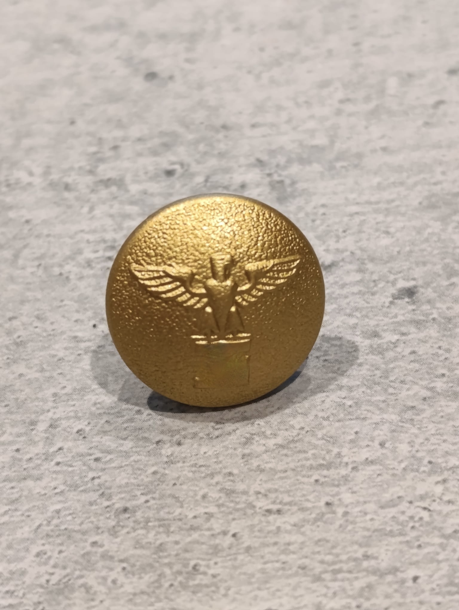 militaria : PLAQUETTE BOUTON PL DORÉ ÉTIQUETTE RZM ALSACIEN