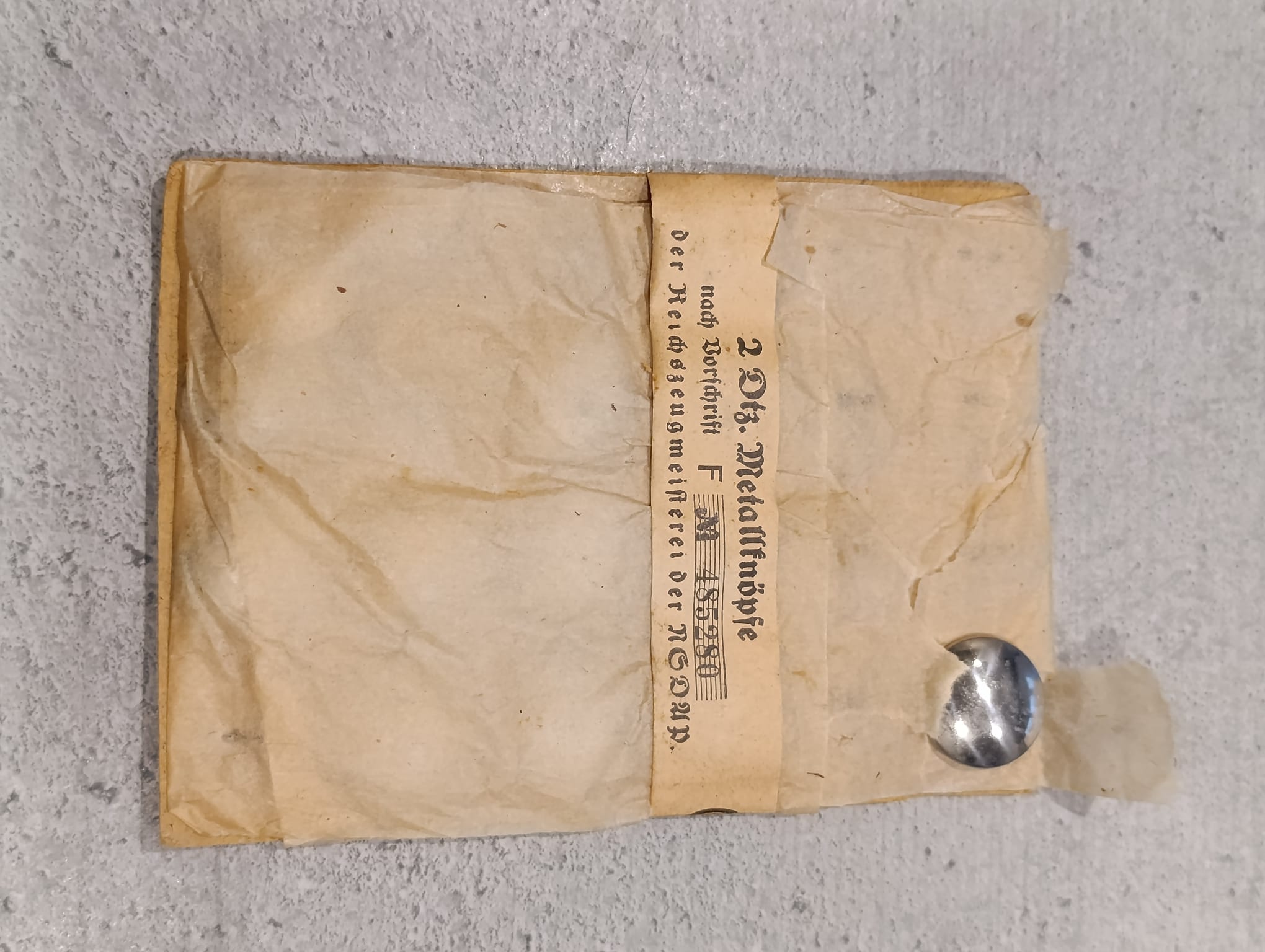 militaria : PLAQUETTE BOUTON PL CHROME ÉTIQUETTE RZM ALSACIEN