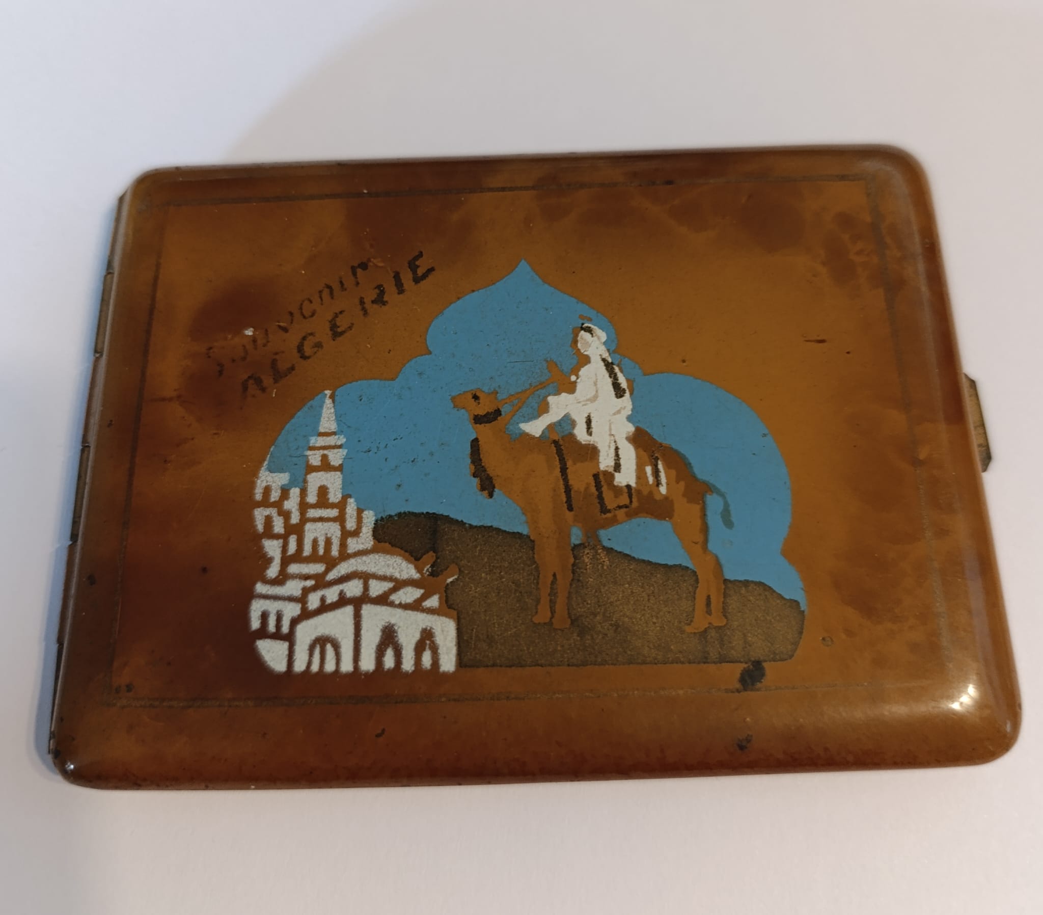 militaria : Étui À Cigarettes Militaire « Souvenir  Algérie »