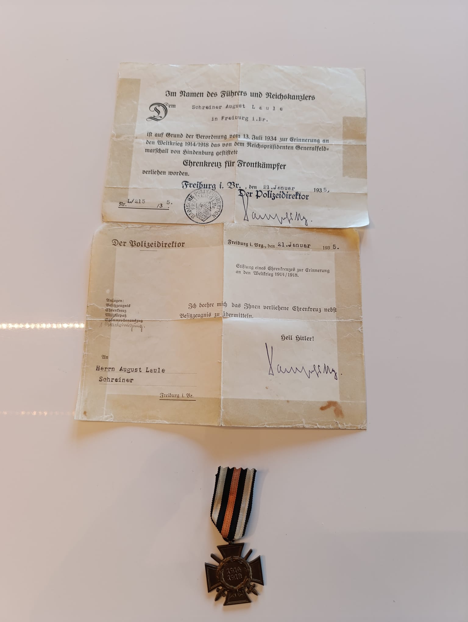 militaria : DIPLOMES + MÉDAILLE DE CROIX D'HONNEUR 1914