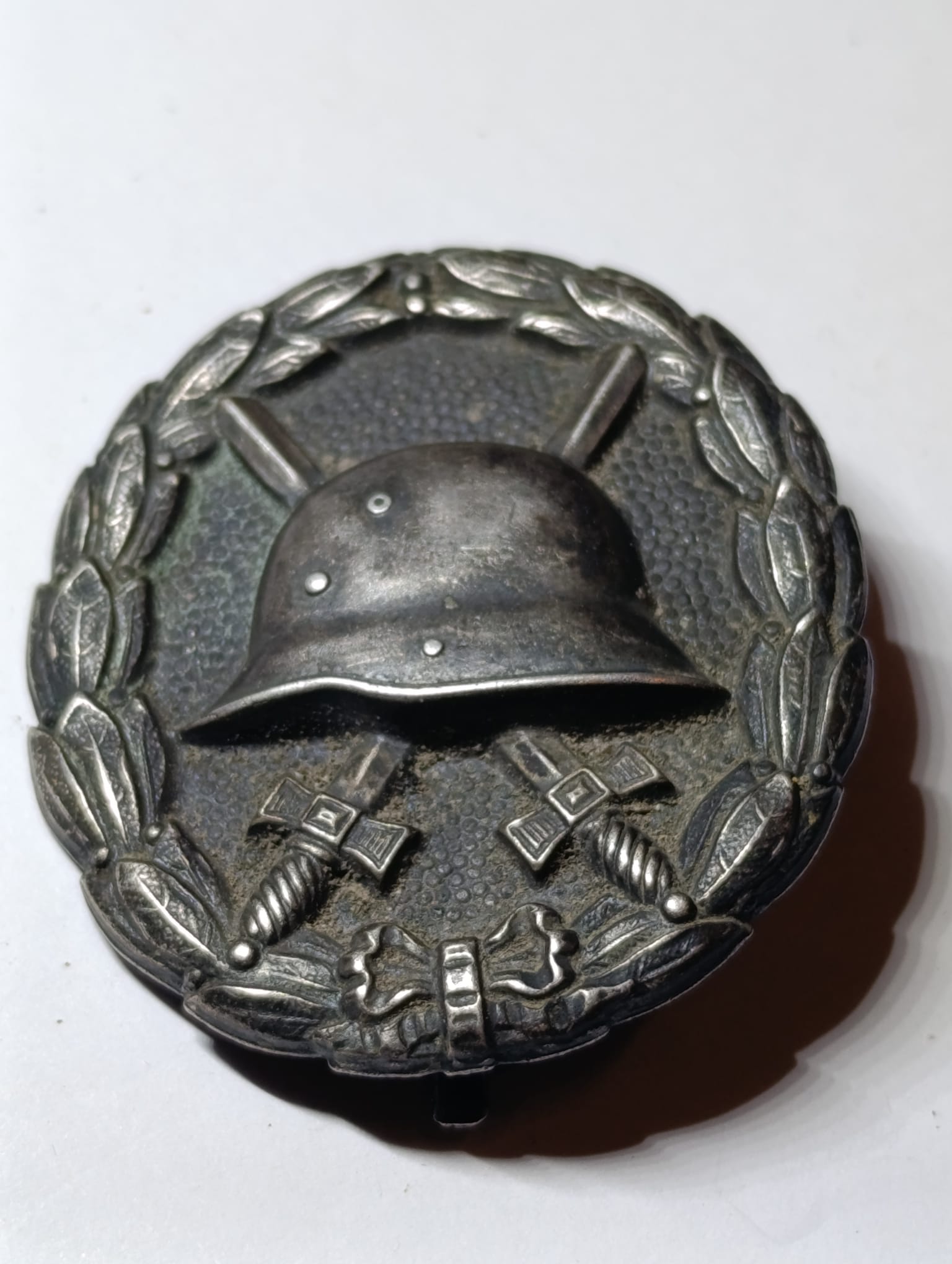militaria : INSIGNE BLESSÉ ARGENT 800 ALLEMAND 1914