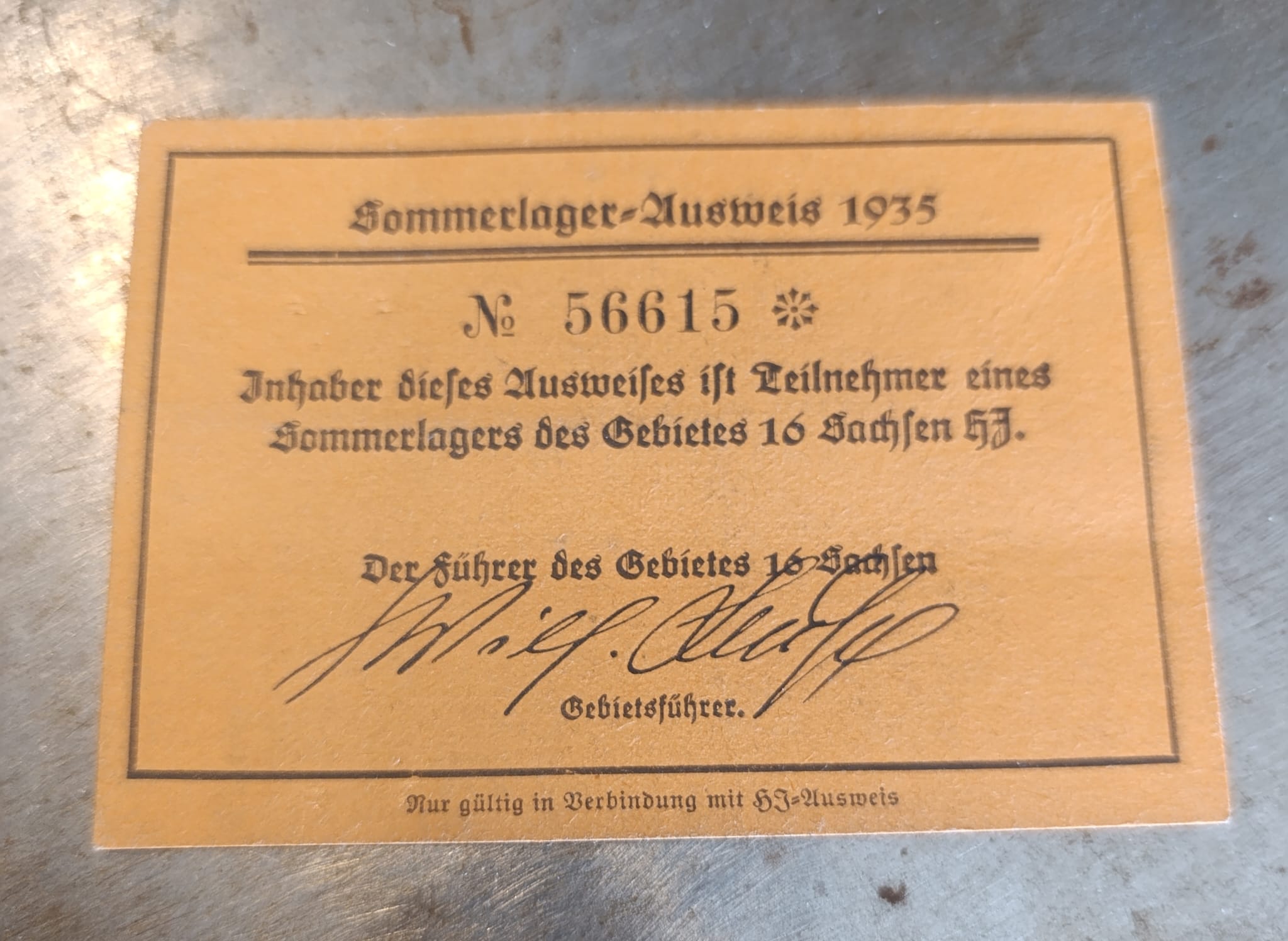 militaria : AUSWEIS HJ DE SAXE DE 1935